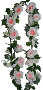 Искусственная лиана из роз Элли бело-розовая